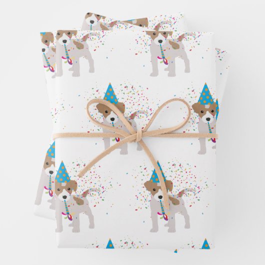 犬のパーティー – 動物の子犬を持つパーティー ラッピングペーパーシート (インサイチュ)