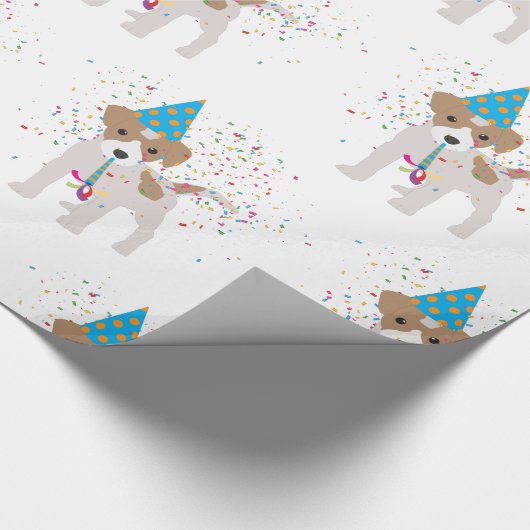 犬のパーティー – 動物の子犬を持つパーティー ラッピングペーパー (角)
