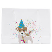 犬のパーティー – 動物の子犬を持つパーティー ラージペーパーバッグ (裏面)