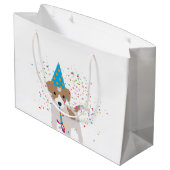 犬のパーティー – 動物の子犬を持つパーティー ラージペーパーバッグ (裏面アングル)