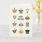 犬のパーティー 誕生日カード カード (黄色い花)