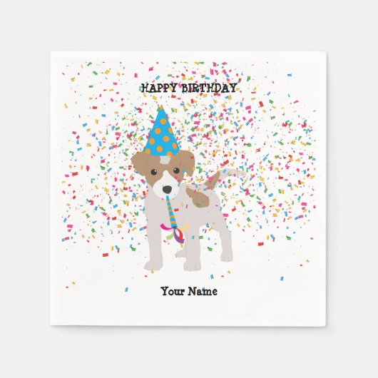 犬のパーティー – 誕生日パーティーで動物 スタンダードカクテルナプキン (正面)