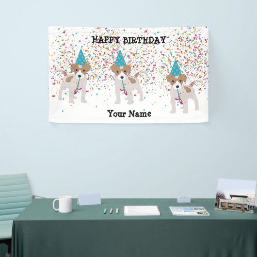 犬のパーティー – 誕生日パーティーで動物 横断幕 (トレードショー)