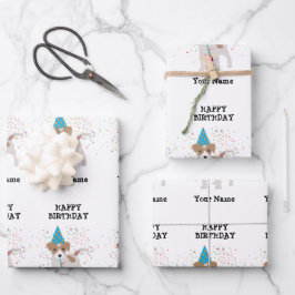 犬のパーティー – 誕生日パーティーの動物の名前 ラッピングペーパーシート