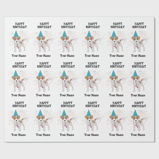 犬のパーティー – 誕生日パーティーの動物の名前 ラッピングペーパー (フラット)