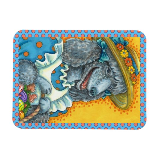 犬のビスケットとイースター卵バスケット、かわいいプードル マグネット (横)