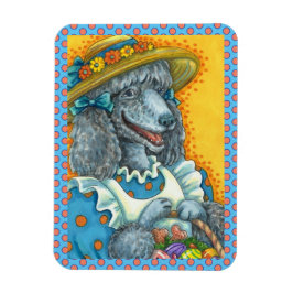 犬のビスケットとイースター卵バスケット、かわいいプードル マグネット