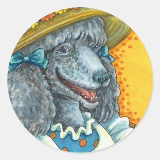 犬のビスケットとイースター卵バスケット、かわいいプードル ラウンドシール (正面)