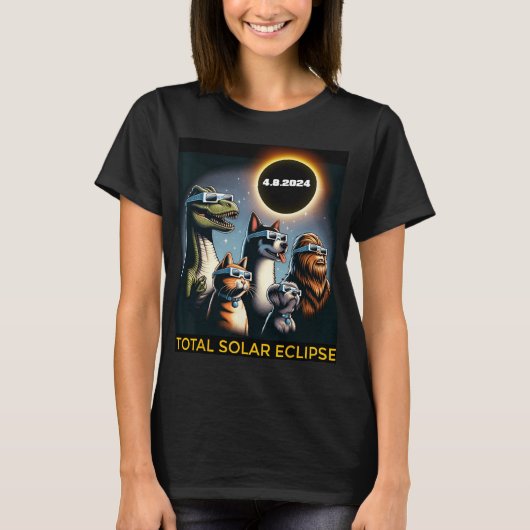 犬のビッグフット日食グレス太陽のトータル日食2024 Tシャツ (正面)