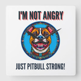 犬のピットブル スクエア壁時計