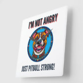 犬のピットブル スクエア壁時計 (傾斜)