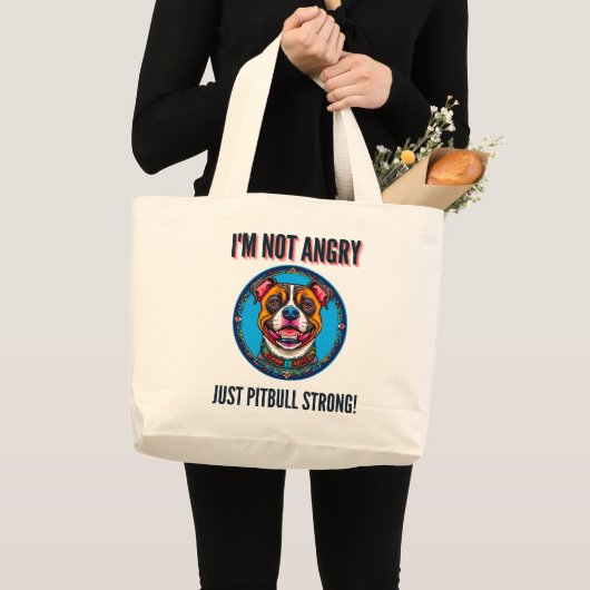 犬のピットブル ラージトートバッグ (正面(商品))