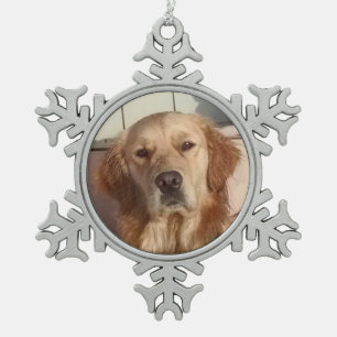 犬のピューターの雪片のオーナメント スノーフレークピューターオーナメント