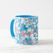 犬のピンクおよび青いカムフラージュパターン マグカップ (正面左)