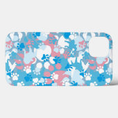 犬のピンクおよび青いカムフラージュパターン Case-Mate iPhoneケース (裏面 (横))