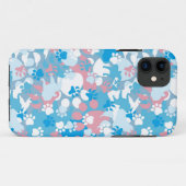犬のピンクおよび青いカムフラージュパターン Case-Mate iPhoneケース (裏面(横))