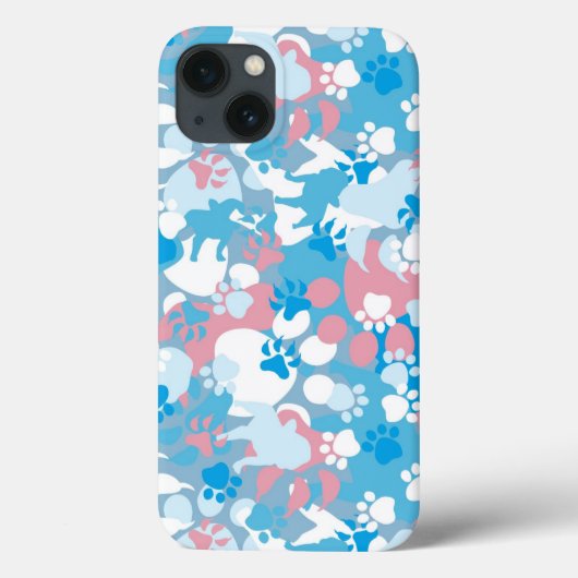 犬のピンクと青の迷彩パターン Case-Mate iPhoneケース (裏面)