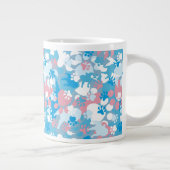 犬のピンクと青の迷彩柄 ジャンボコーヒーマグカップ (右)