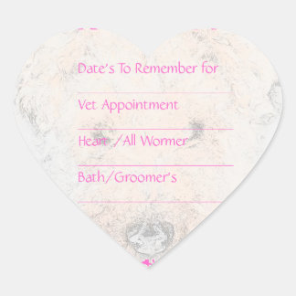 犬のピンクのリマインダーシール ハートシール