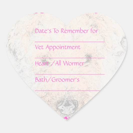 犬のピンクのリマインダーシール ハートシール (正面)
