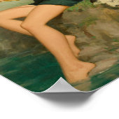 犬のピン留め付き少女魚釣り ポスター (角)