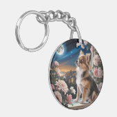 犬のフォトキーチェーン・ペットのキーチェーン・ペット記念碑 キーホルダー (正面左)