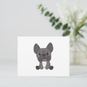 犬のフランスのブルドッグかわいい犬子供へたち ポストカード (スタンド正面)