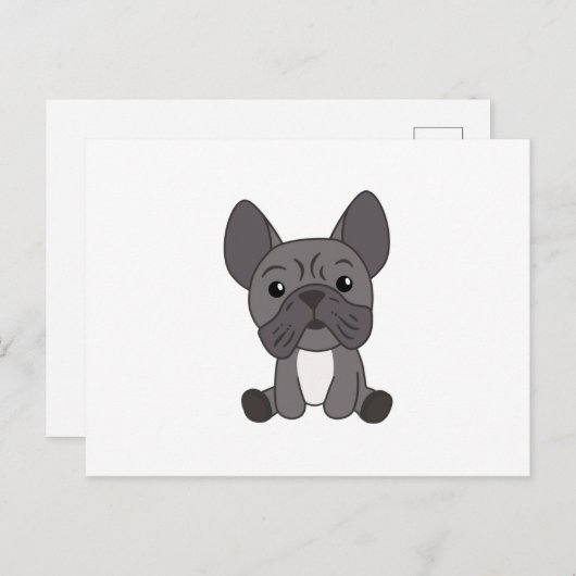 犬のフランスのブルドッグかわいい犬子供へたち ポストカード (正面/裏面)