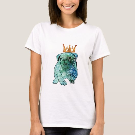 犬のフランスのブルドッグクラウンレディーシャツ Tシャツ (正面)