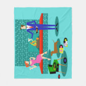 犬のフリースブランケットが付いているレトロのカップル フリースブランケット (正面)