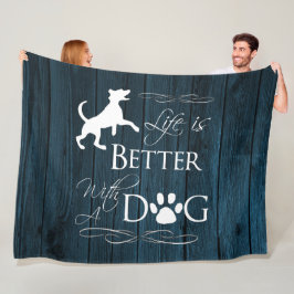 犬のフリースブランケット – 青 フリースブランケット