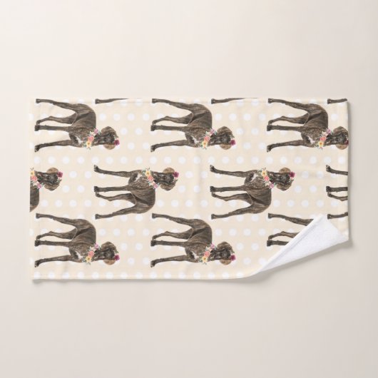 犬のフローラグレートDaneパターン、犬の恋人 ハンドタオル (ハンドタオル)