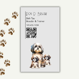 犬のブリーダーのトレーナーシーズー(犬)TzuペットQRコードカヌー マグネット名刺