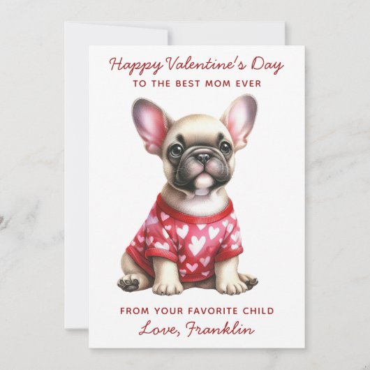 犬のブルドッグから幸せなバレンタインデーフランスのズ シーズンカード (正面)