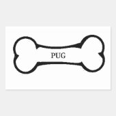 犬のプッグの骨 長方形シール (正面)