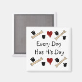 犬のプリントとことわざ付きボーン マグネット (正面/裏面)