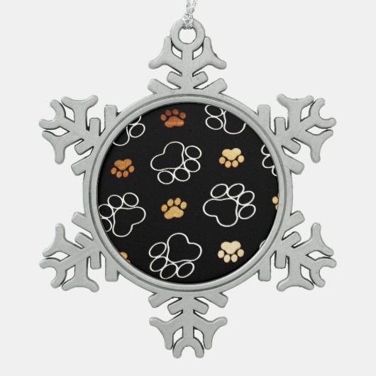 犬のプリントペーターオーナメント スノーフレークピューターオーナメント (正面)