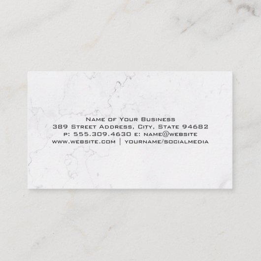 犬のプロフィール画像 | 白大理石の背景 名刺 (裏面)