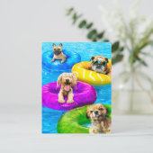 犬のプールパーティー インビテーションポストカード (スタンド正面)
