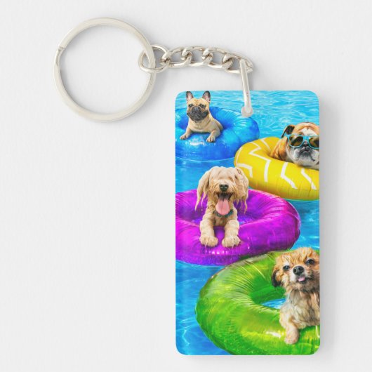 犬のプールパーティー キーホルダー (正面)