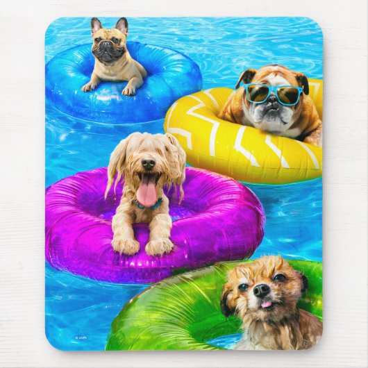 犬のプールパーティー マウスパッド (正面)