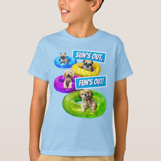 犬のプールパーティー Tシャツ (正面)
