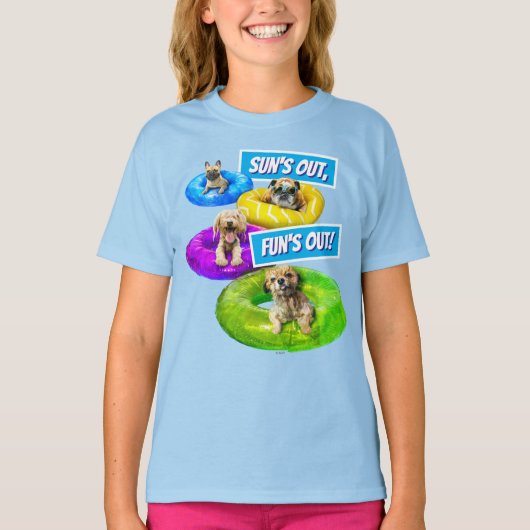 犬のプールパーティー Tシャツ (正面)