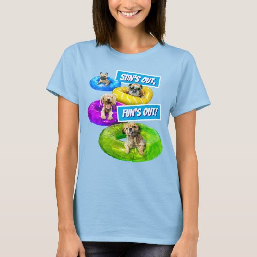 犬のプールパーティー Tシャツ (正面)