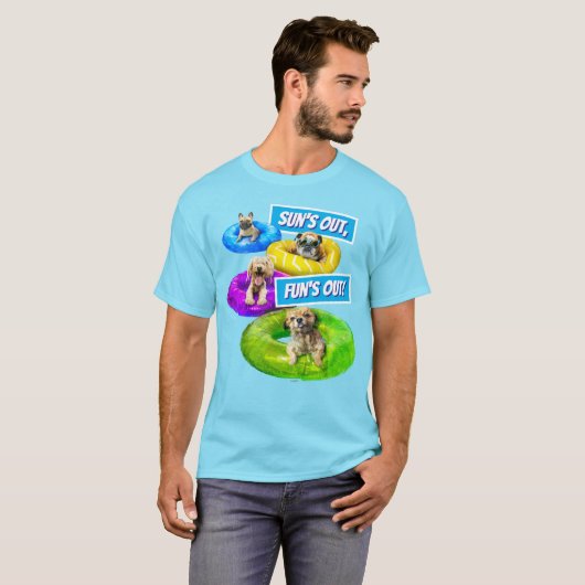 犬のプールパーティー Tシャツ (正面フル)