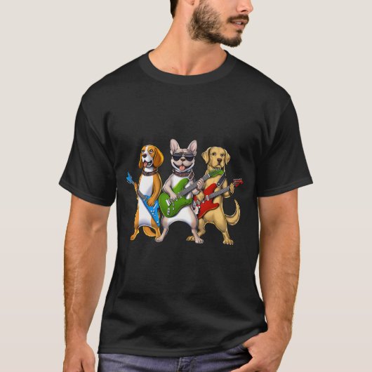 犬のヘヴィメタルミュージシャン Tシャツ (正面)