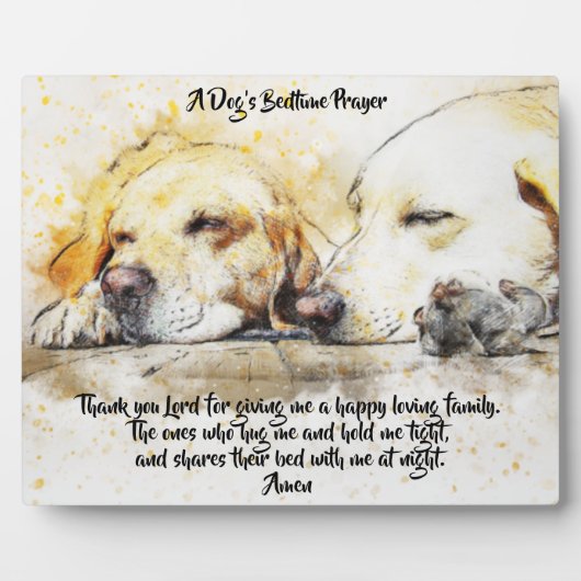 犬のベッドタイム祈りの言葉卓上プラーク フォトプラーク (正面)
