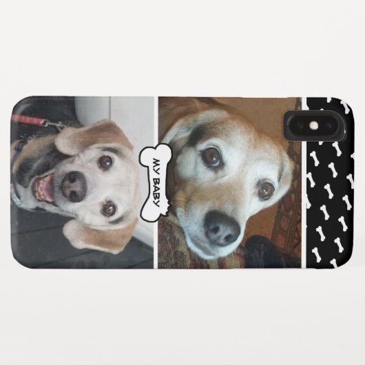 犬のベビーあなた自身の2つの写真のモダンでかわいい骨パターン Case-Mate iPhoneケース (裏面(横))