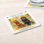 犬のペットと一緒に幸せにな結婚る スクエアペーパーコースター (アングル)