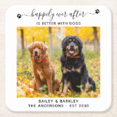 犬のペットと一緒に幸せにな結婚る スクエアペーパーコースター (正面)